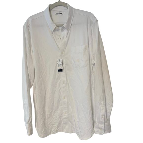 NWT J.Crew Performance Knit Oxford Shirt In White Size Large - Picture 1 of 4